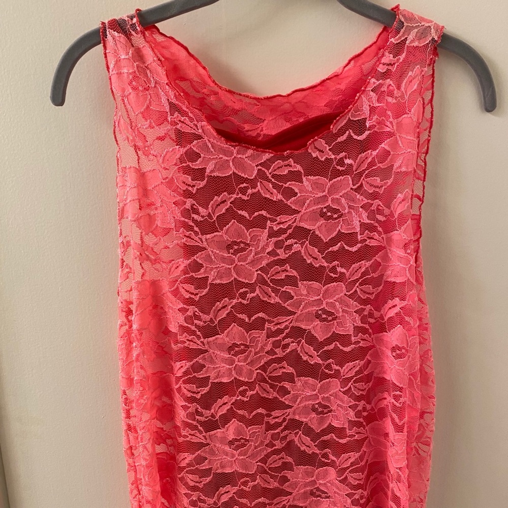 Mia Brazilia Small Pink Lace Top & Rust Suede Cami